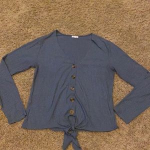 Long-sleeved blue top